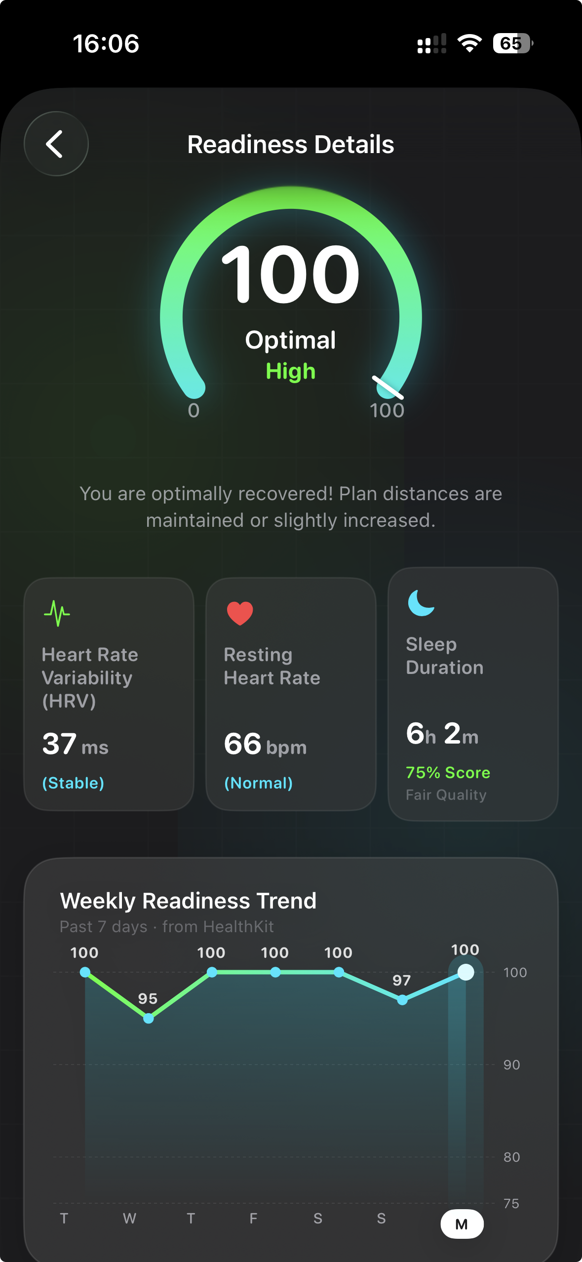 RunOrithm App Readiness Screen Screenshot
